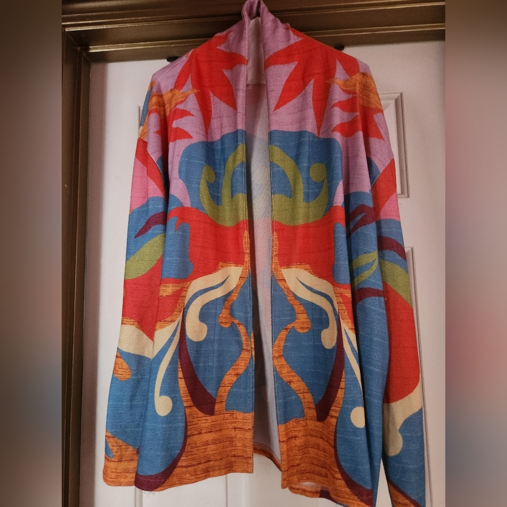 Colorful Ladies Abstract Patterned Shawl Jacket